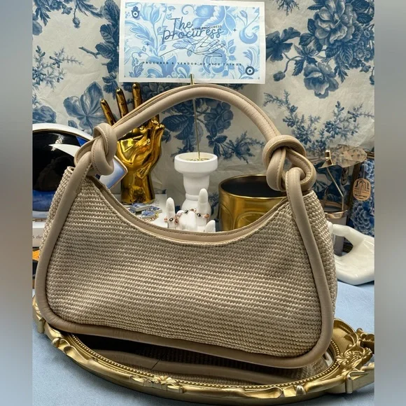 🆕 CULT GAIA 🧿 NWOT Brisa Woven Raffia Knotted Shoulder Bag, Cream / Natural - Picture 5 of 15